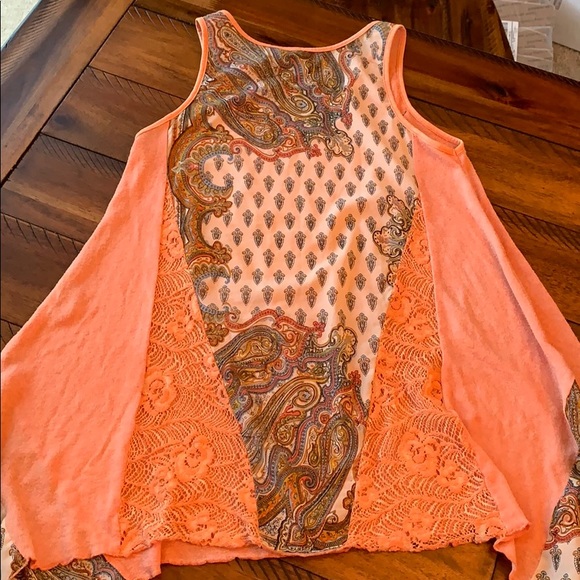 BKE Crochet Floral Paisley Boho Coral Tank XS - Picture 6 of 8